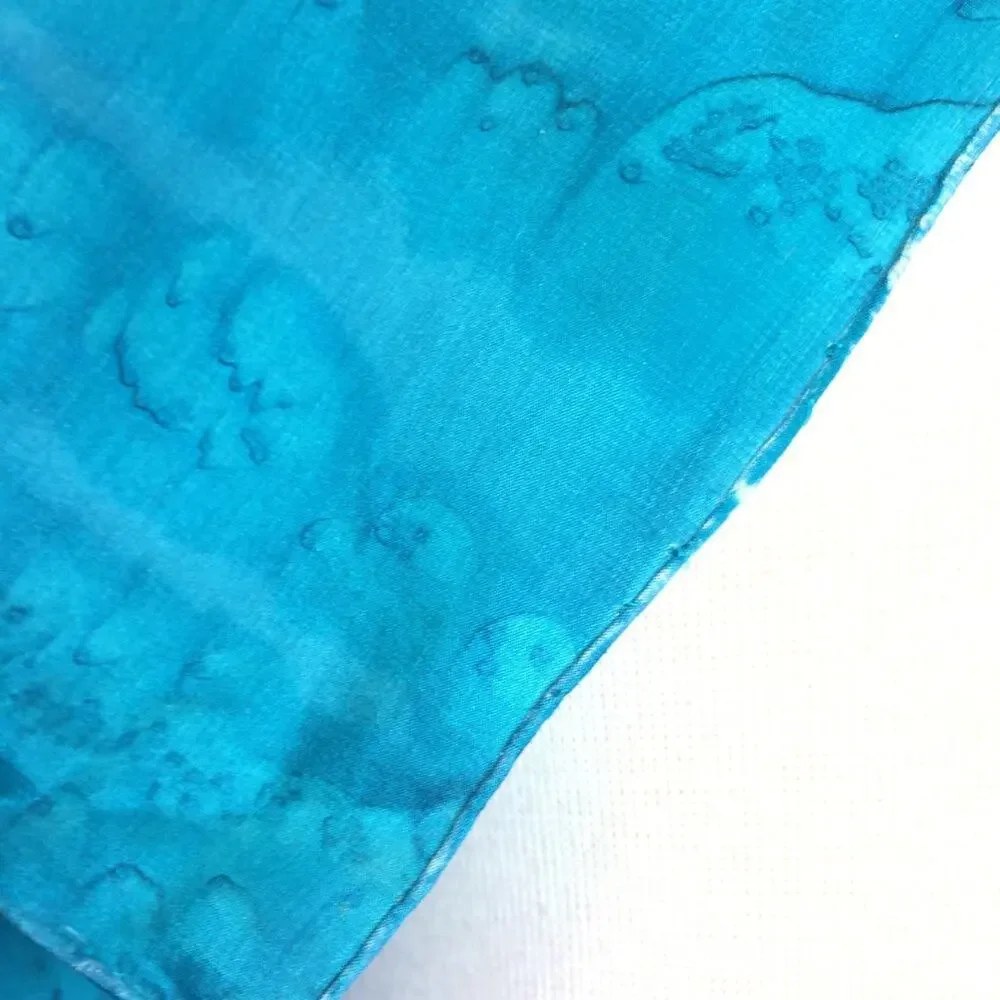 Blue-toned hand-printed scarf ~ wearable art